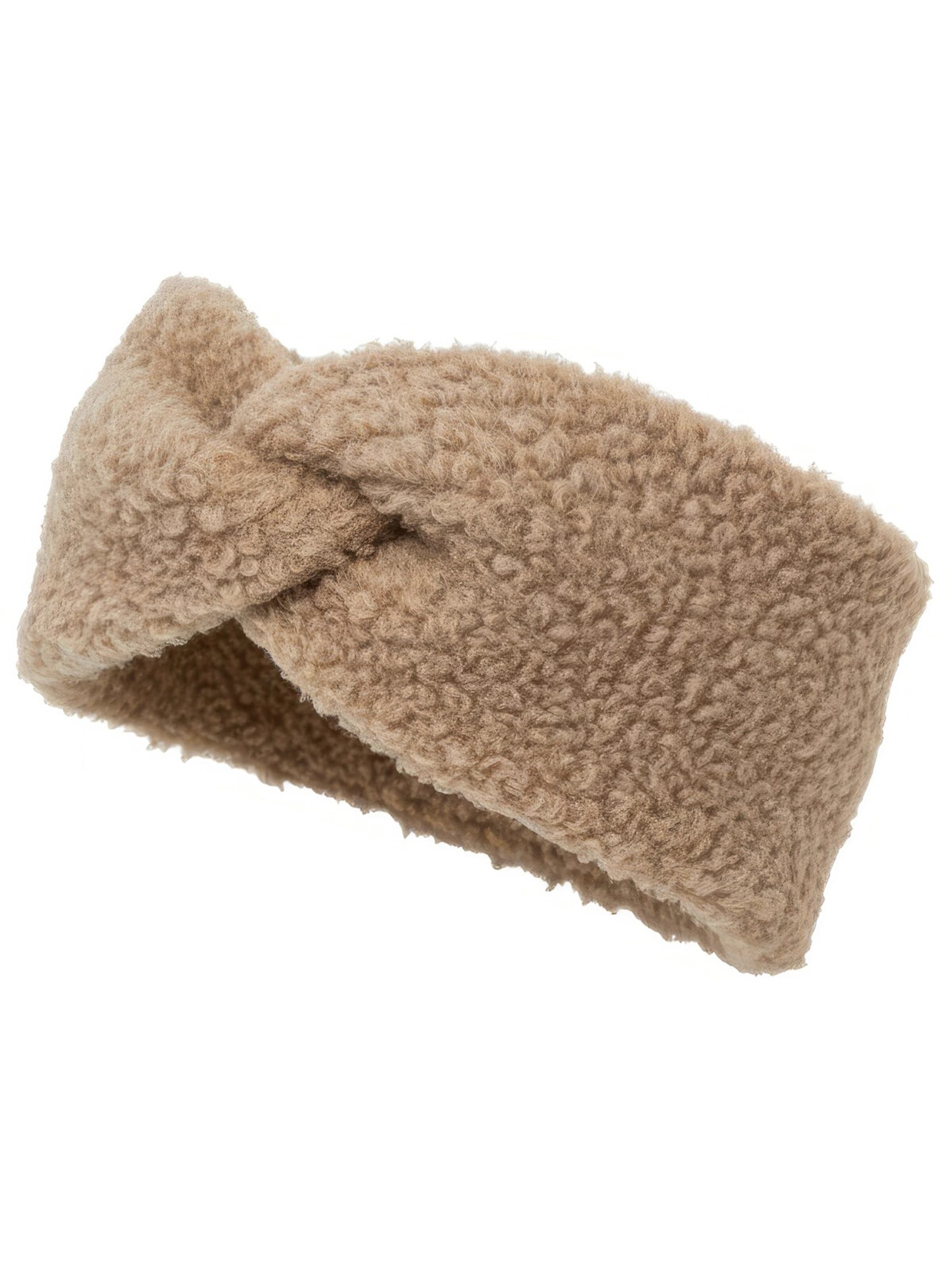 styleBREAKER Headband 'Stirnband in Teddyfell Optik' in Brown: front