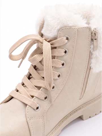 TorWeit Enkellaarsje 'Fluffy Lace Up Winter Boots' in Wit