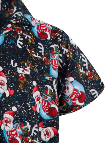 Regular fit Camicia 'Christmas Snowflakes' di King Kameha in nero