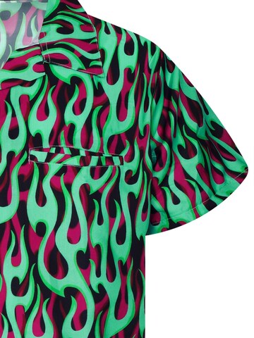 King Kameha Shirt 'Flames Allover' in Green