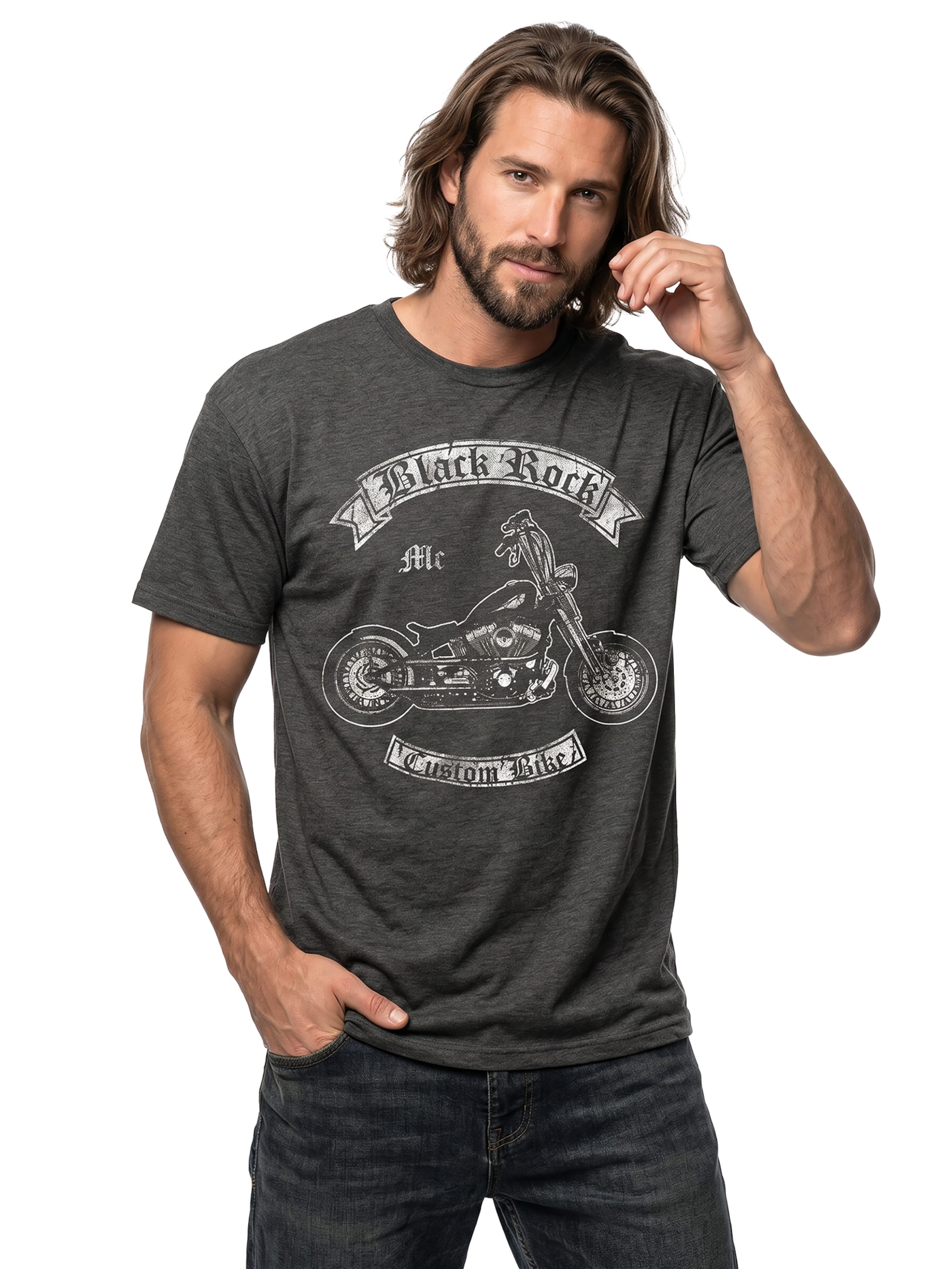 MAKAYA Shirt 'Black Rock' in Grey
