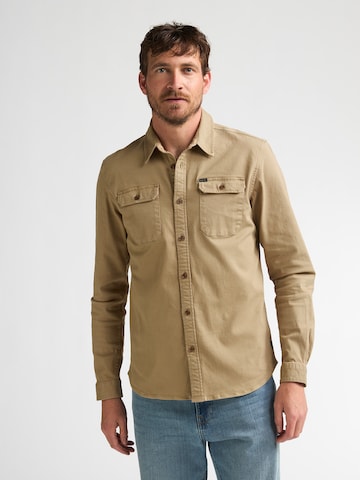 Coupe regular Chemise Petrol Industries en marron : devant
