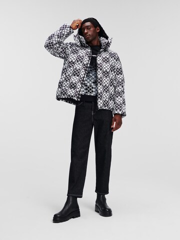 Karl Lagerfeld Winter Jacket 'Check Down' in Black