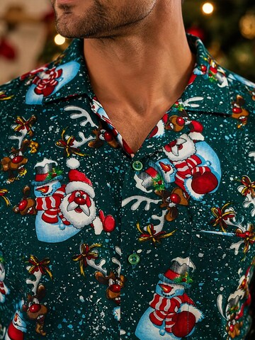 Regular fit Camicia 'Christmas Snowflakes' di King Kameha in verde