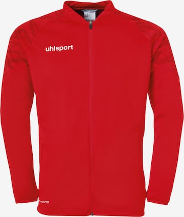 UHLSPORT Athletic Zip-Up Hoodie in Red: front