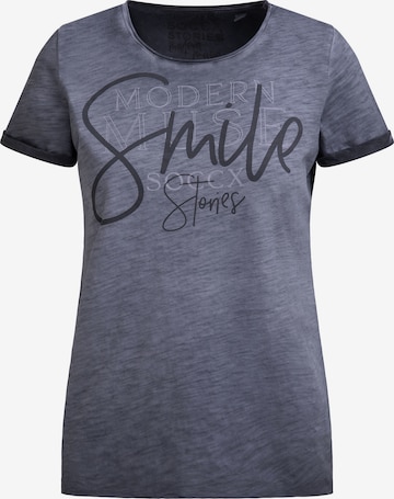 Soccx T-Shirt Rundhals mit Artwork und Used Look in Blau: Vorderseite