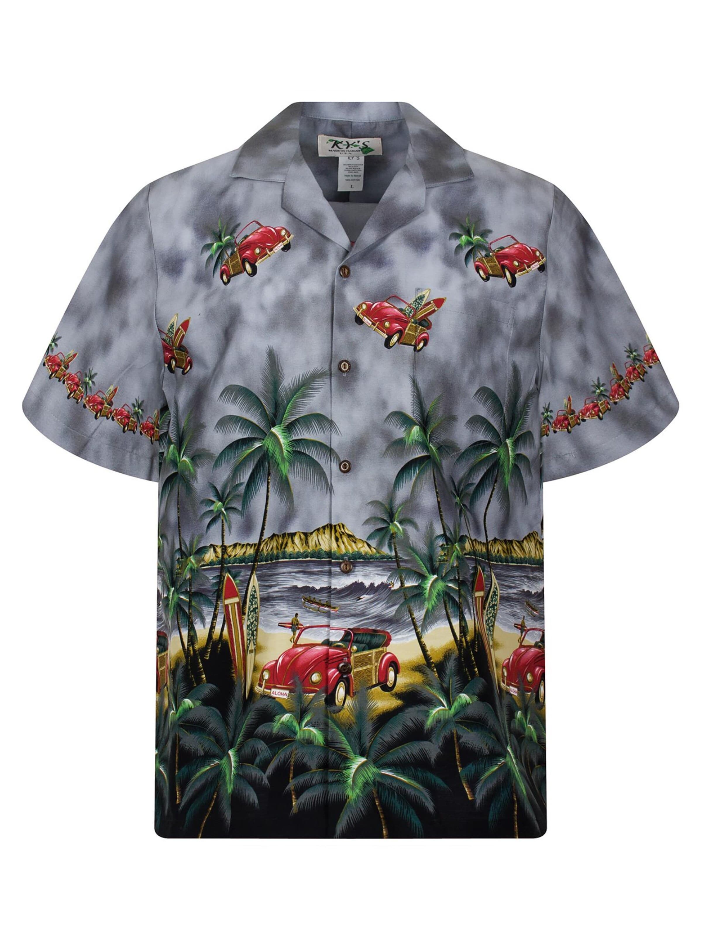 KY's Regular fit Button Up Shirt 'Fliegende Autos' in Grey: front
