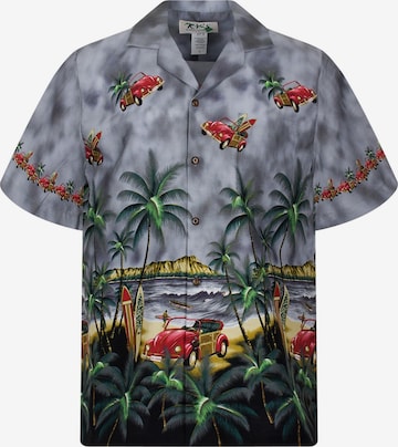 KY's Regular fit Button Up Shirt 'Fliegende Autos' in Grey: front