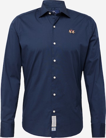 La Martina Button Up Shirt in Blue: front