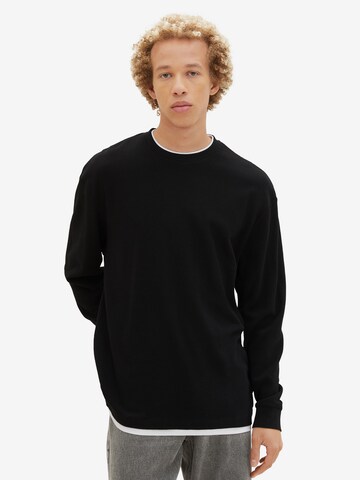 T-Shirt TOM TAILOR DENIM en noir : devant