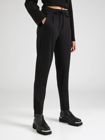 QS Regular Pleat-Front Pants in Black: front