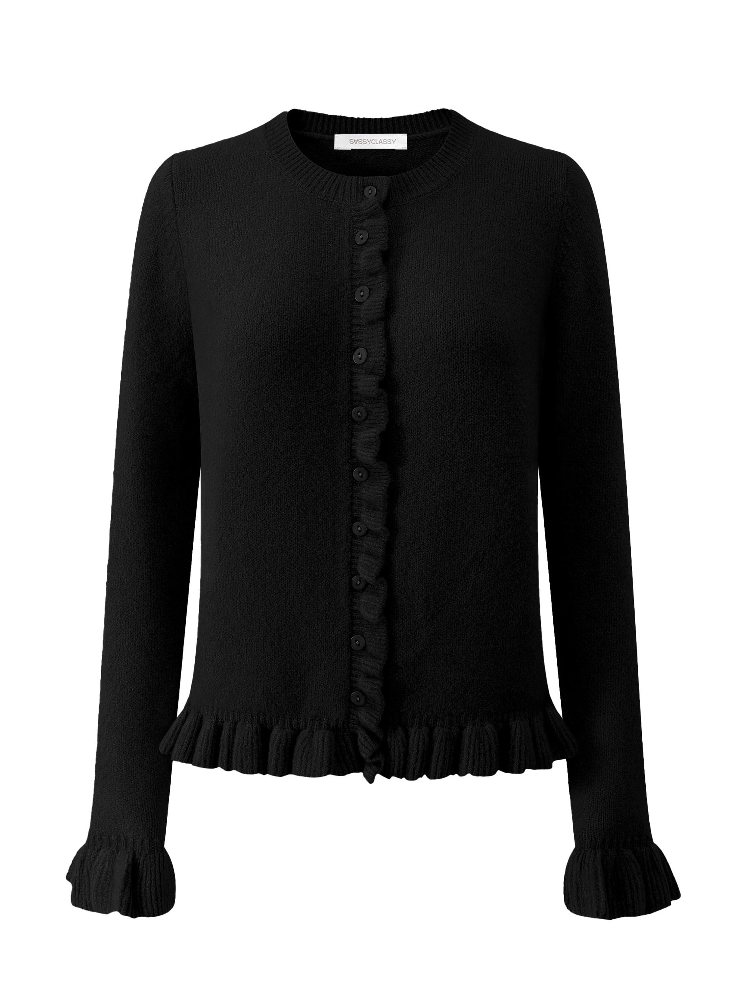 SASSYCLASSY Strickjacke‌‌‌‌‌‌‌ in Schwarz: Vorderseite
