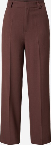 Loosefit Pantalon à plis Gina Tricot en marron : devant