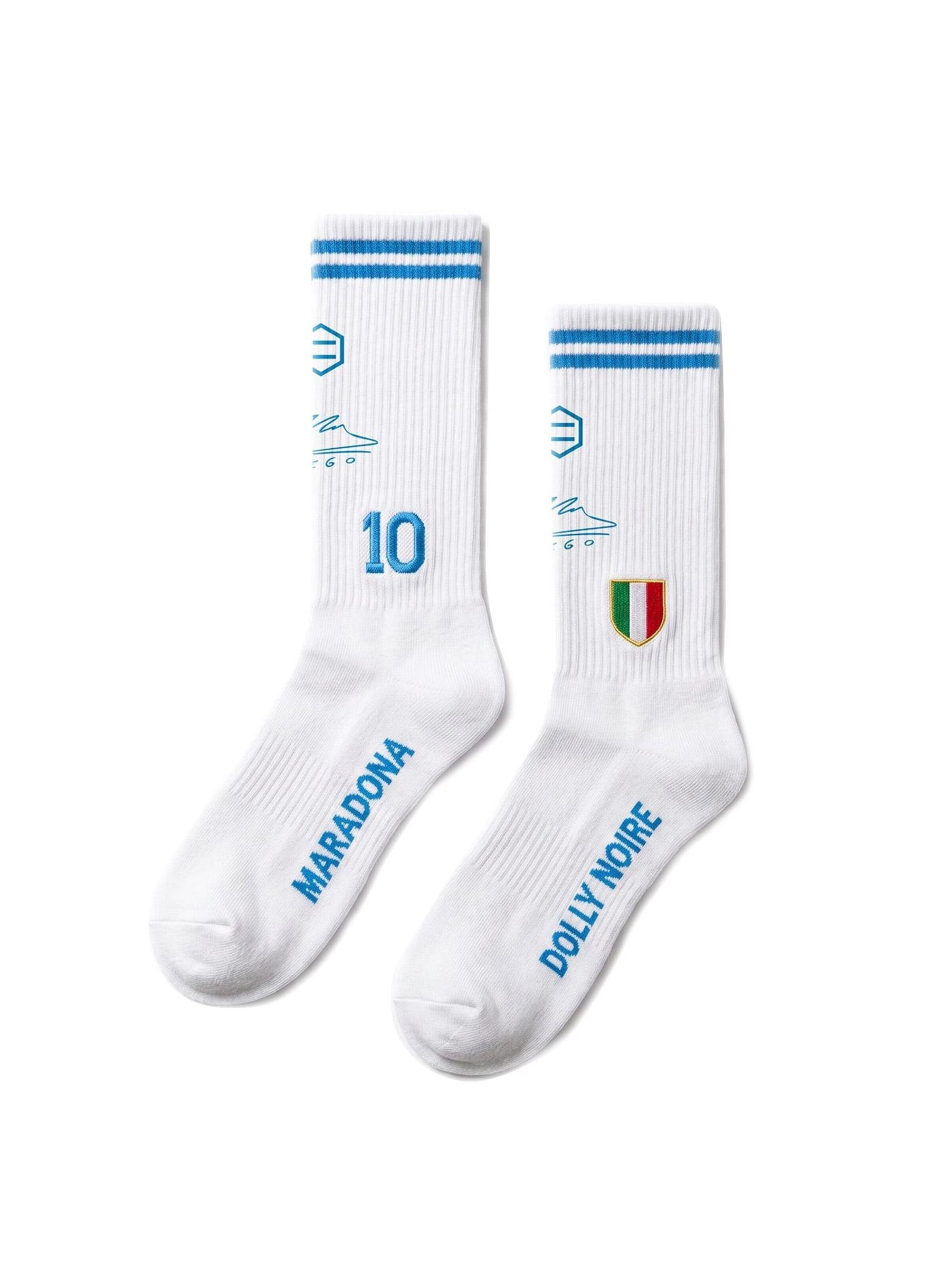 DOLLY NOIRE Skarpety 'Maradona Socks' w kolorze biały: przód