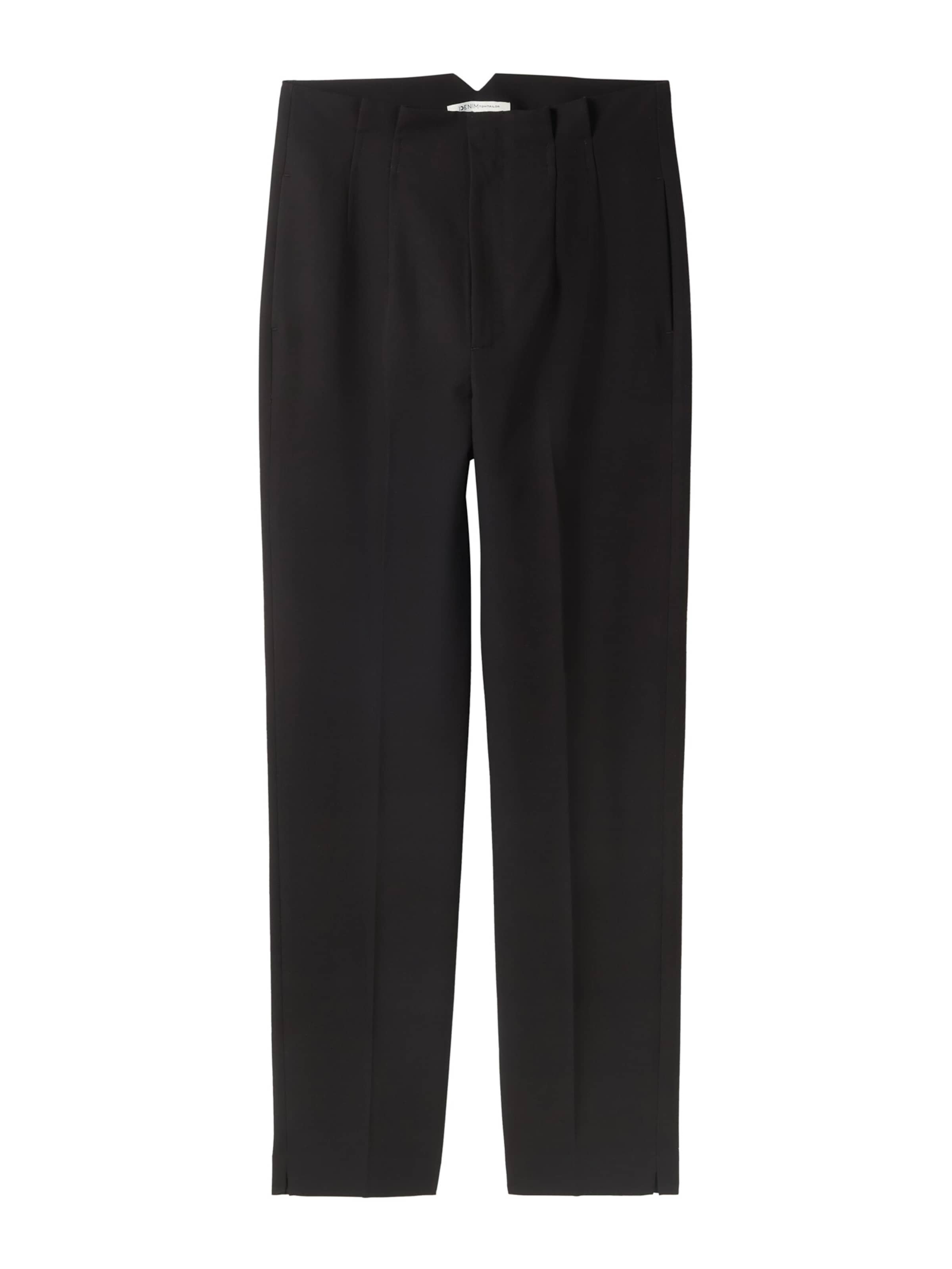 TOM TAILOR DENIM - Slimfit Calças com vincos em preto: frente