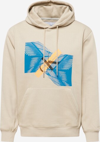 Calvin Klein Jeans Sweatshirt 'Skyscraper' in Beige: predná strana