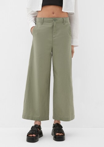 QS Wide Leg Hose in Grün: Vorderseite