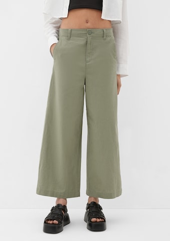 QS Wide leg Broek in Groen: voorkant