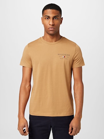 T-Shirt TOMMY HILFIGER en marron : devant