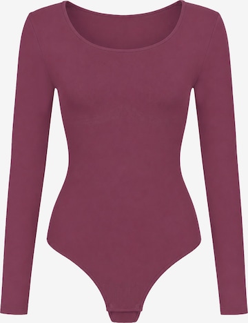 Body modellante 'Longsleeve Sculpting Bodysuit with String' di cfab in lilla: frontale