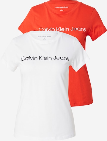 Calvin Klein Jeans قميص بلون أحمر: الأمام