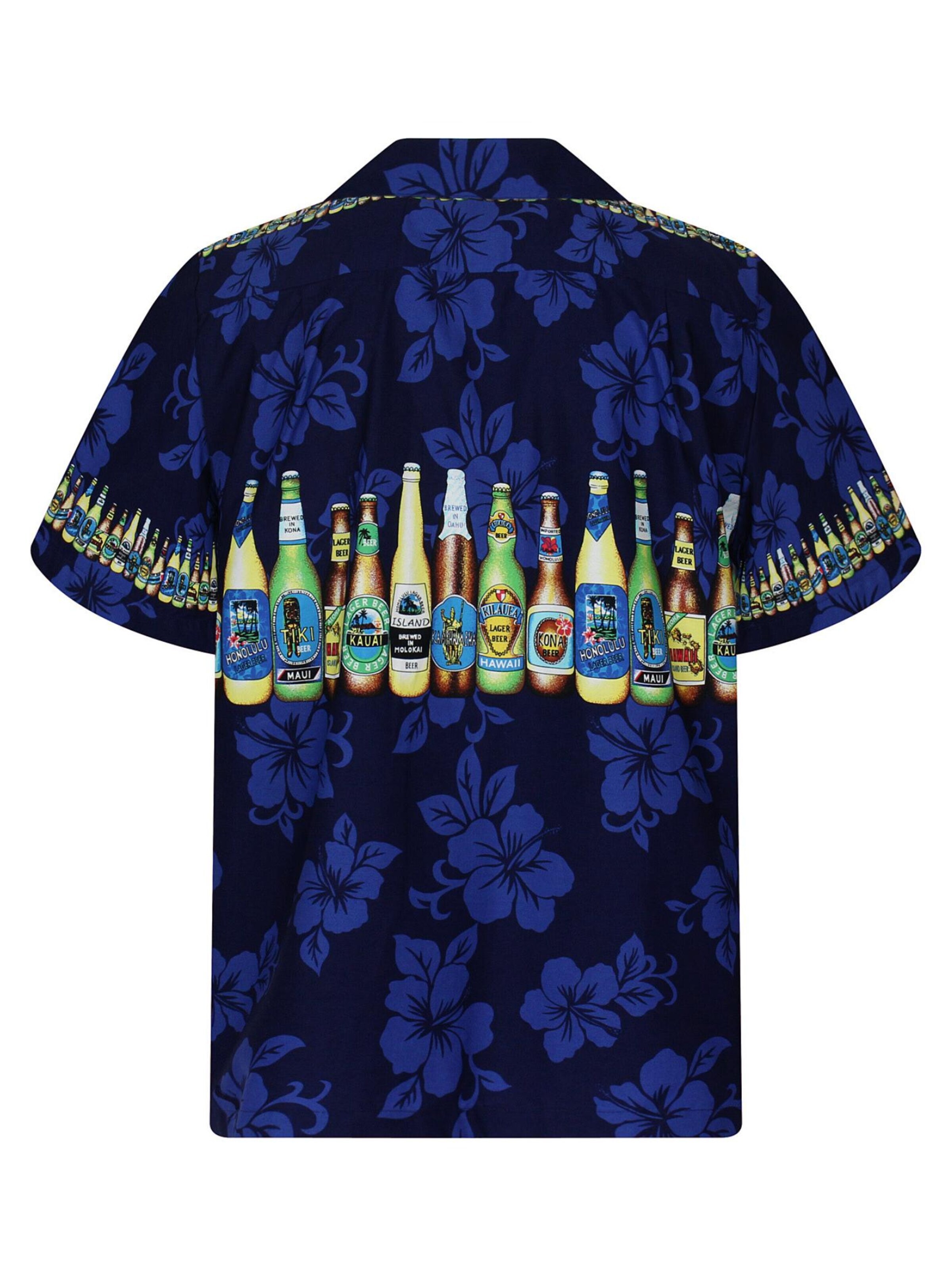 KY's - Ajuste regular Camisa 'Bierflaschen Brustdruck' en azul