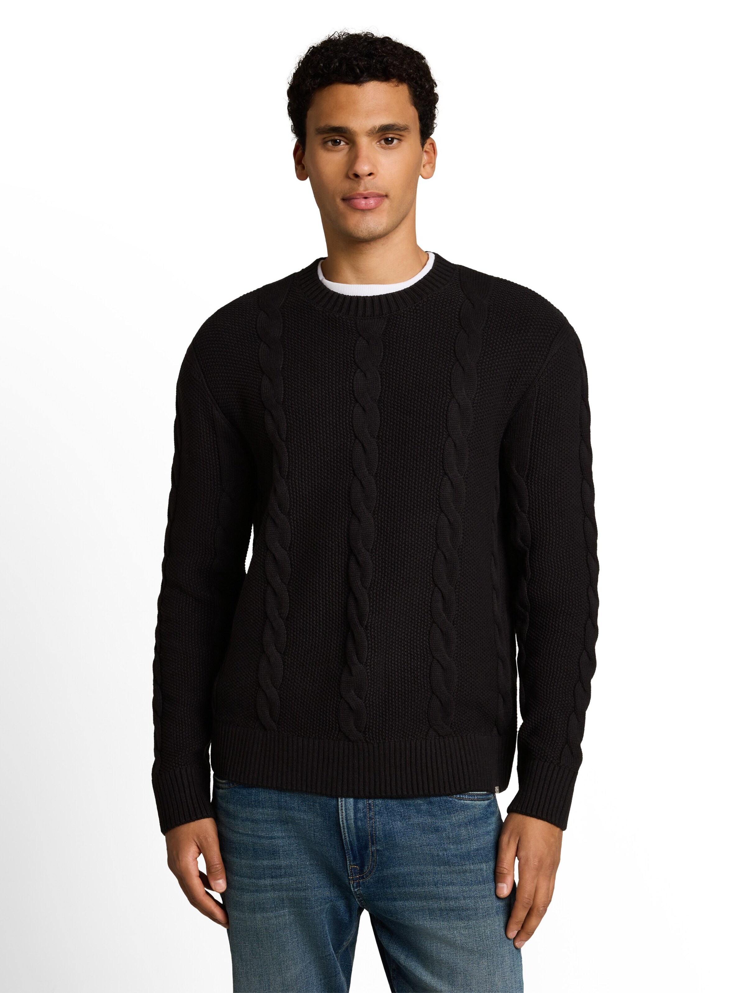 TOM TAILOR DENIM Sweter w kolorze czarny: przód