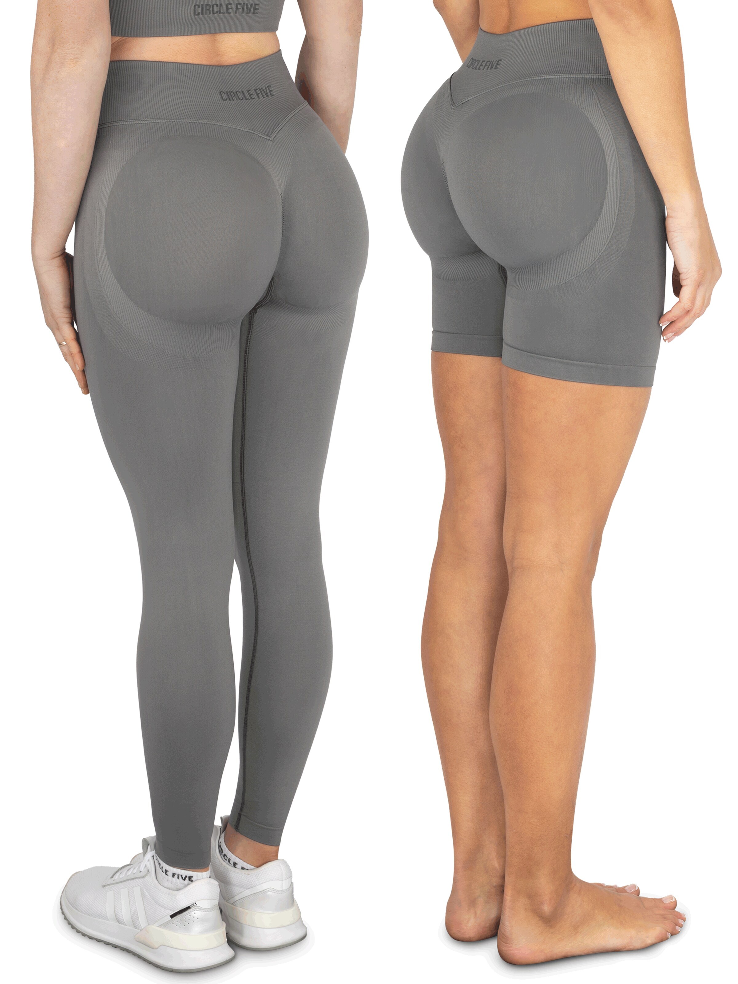 Circle Five Skinny Leggings 'Scrunch Set Push-Up Shorts + Push-Up Leggings' in Grey