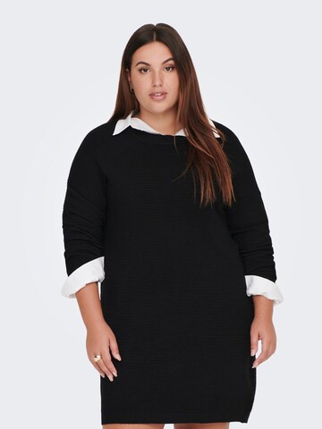 Rochie tricotat de la ONLY Carmakoma pe negru: față