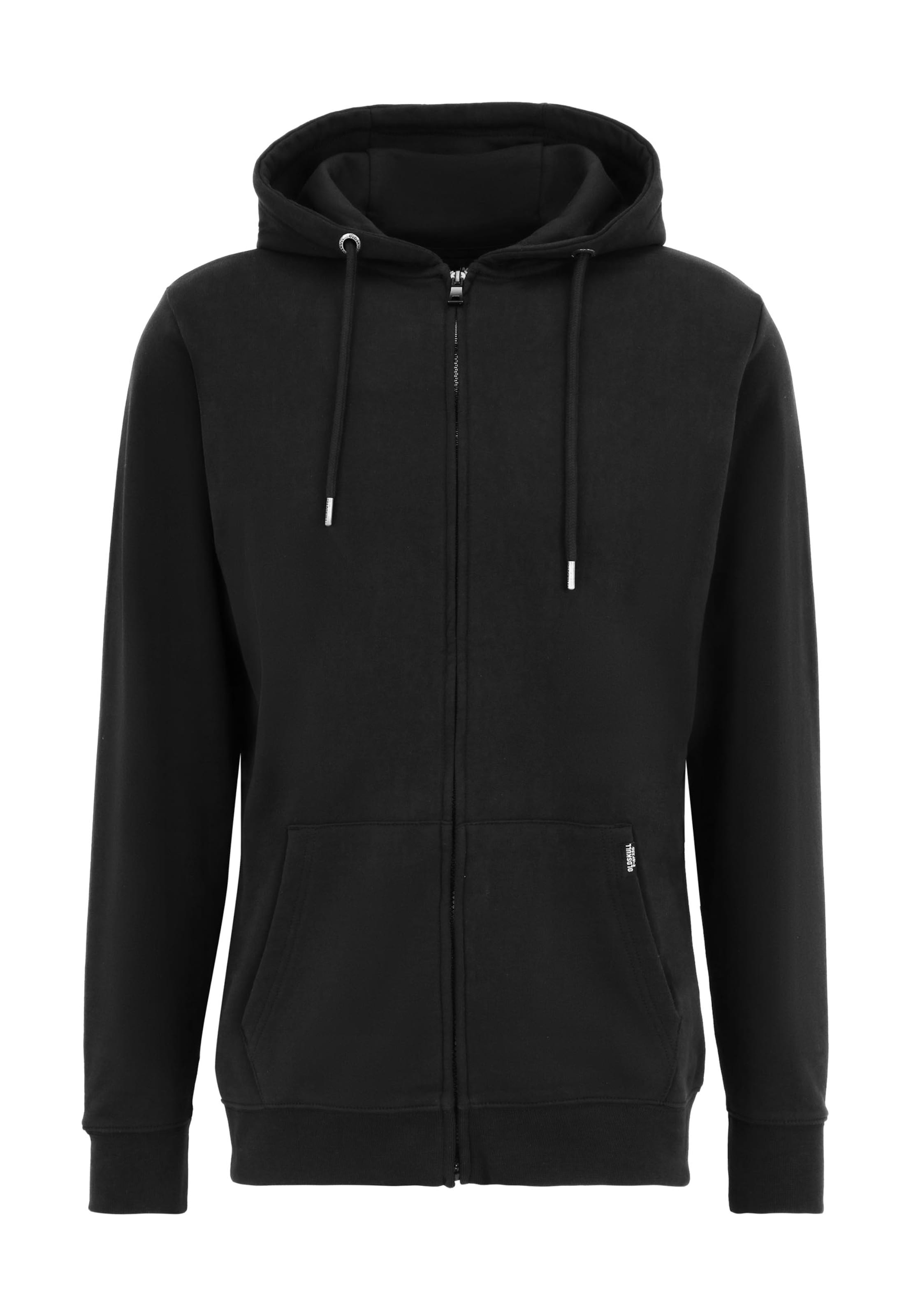 Oldskull Sweat jacket 'Plain Basic' in Black: front