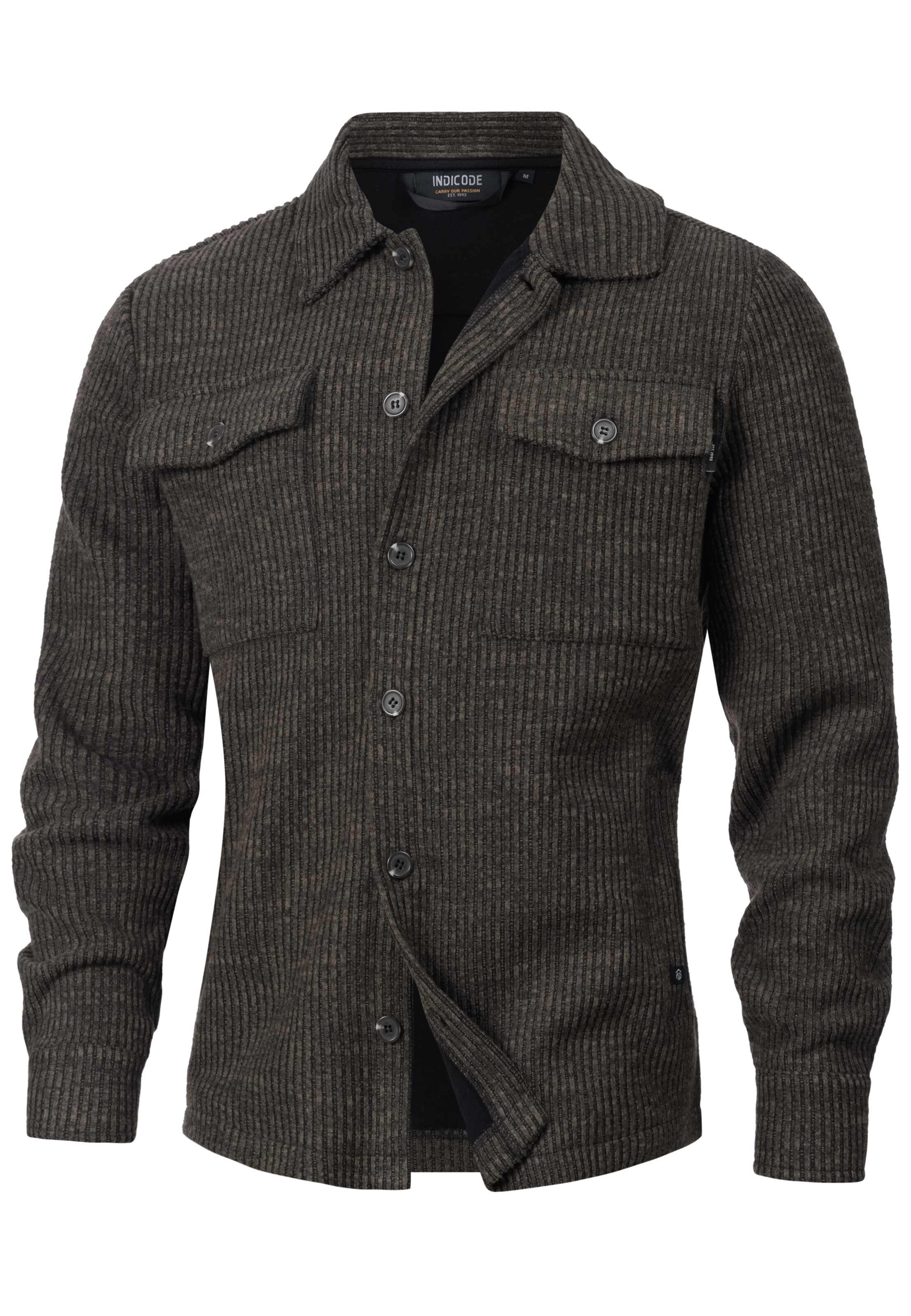 INDICODE JEANS Comfort fit Overhemd 'Wheel' in Bruin: voorkant