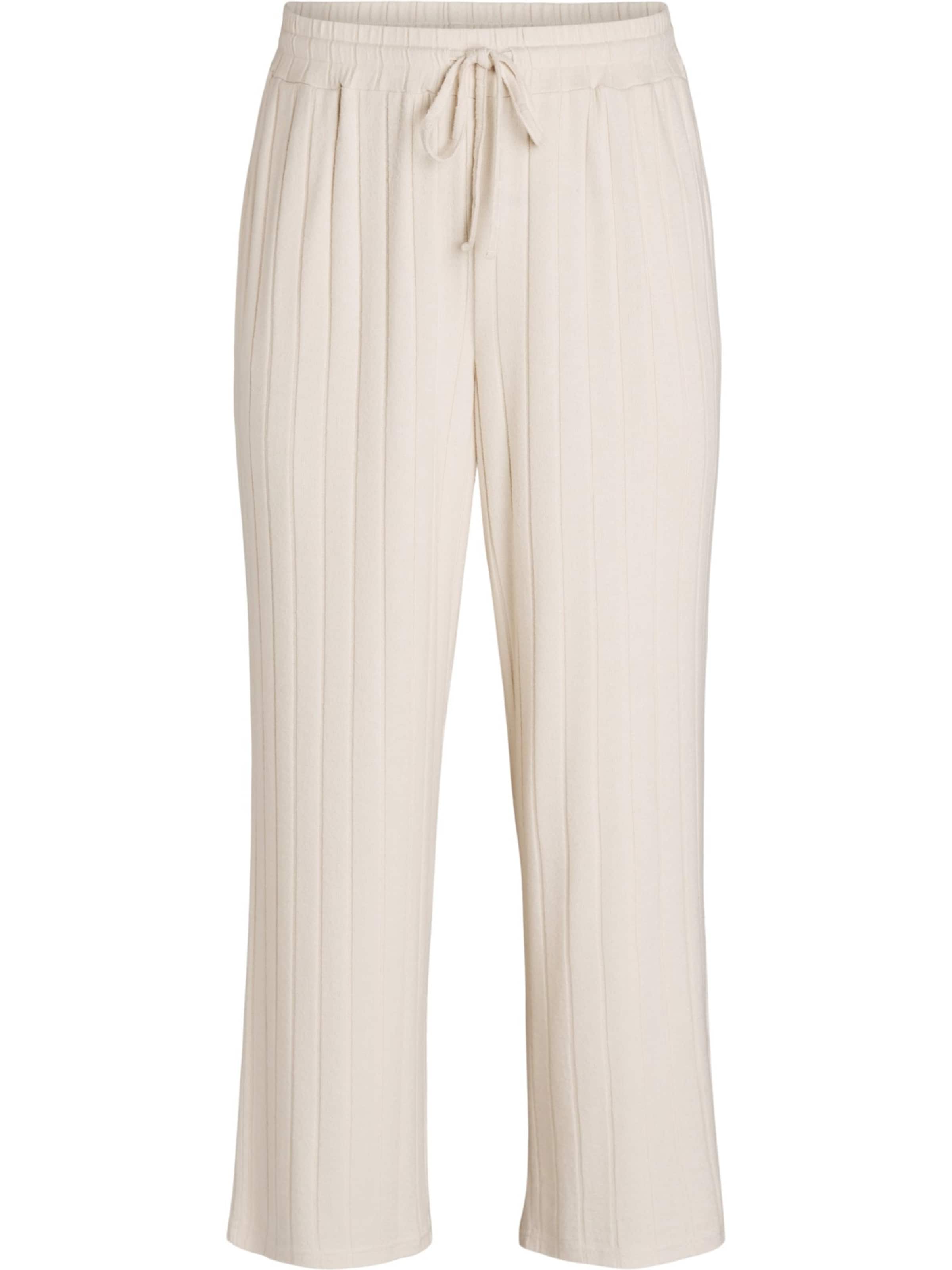 Zizzi Lużny krój Spodnie 'Mluna' w kolorze beżowy: przód