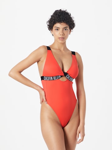 Calvin Klein Swimwear Bustier Badpak 'Intense' in Rood: voorkant