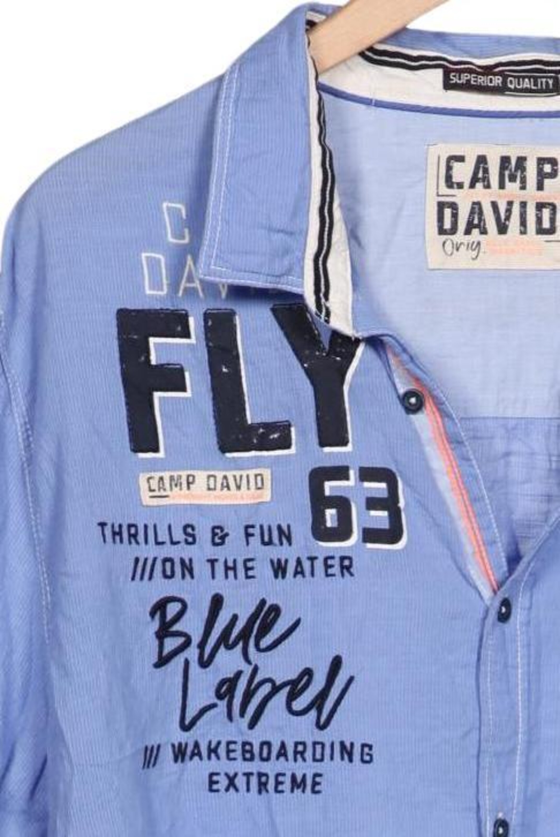 CAMP DAVID Button Up Shirt in XXXL in Blue