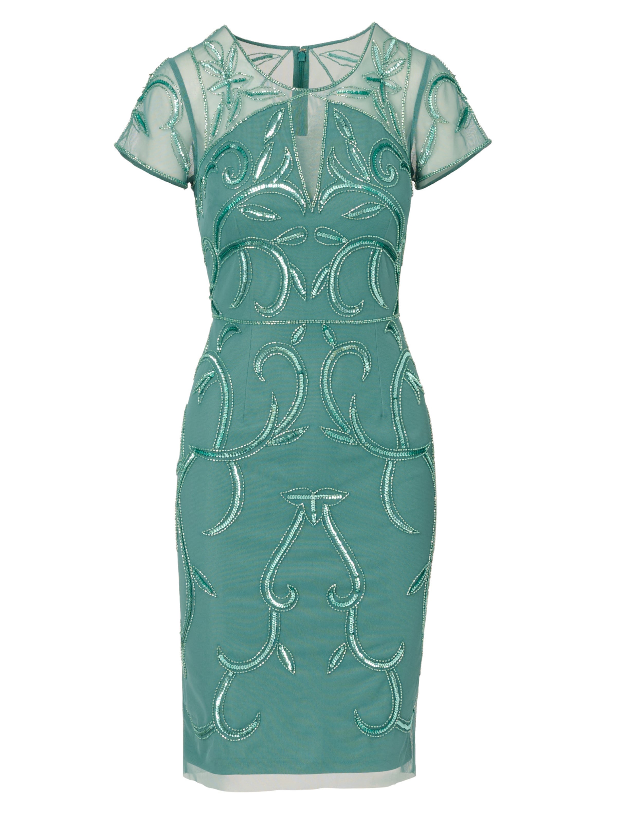 Adrianna Papell Cocktailkleid 'Bead Mesh Sheath' in Grün: Vorderseite