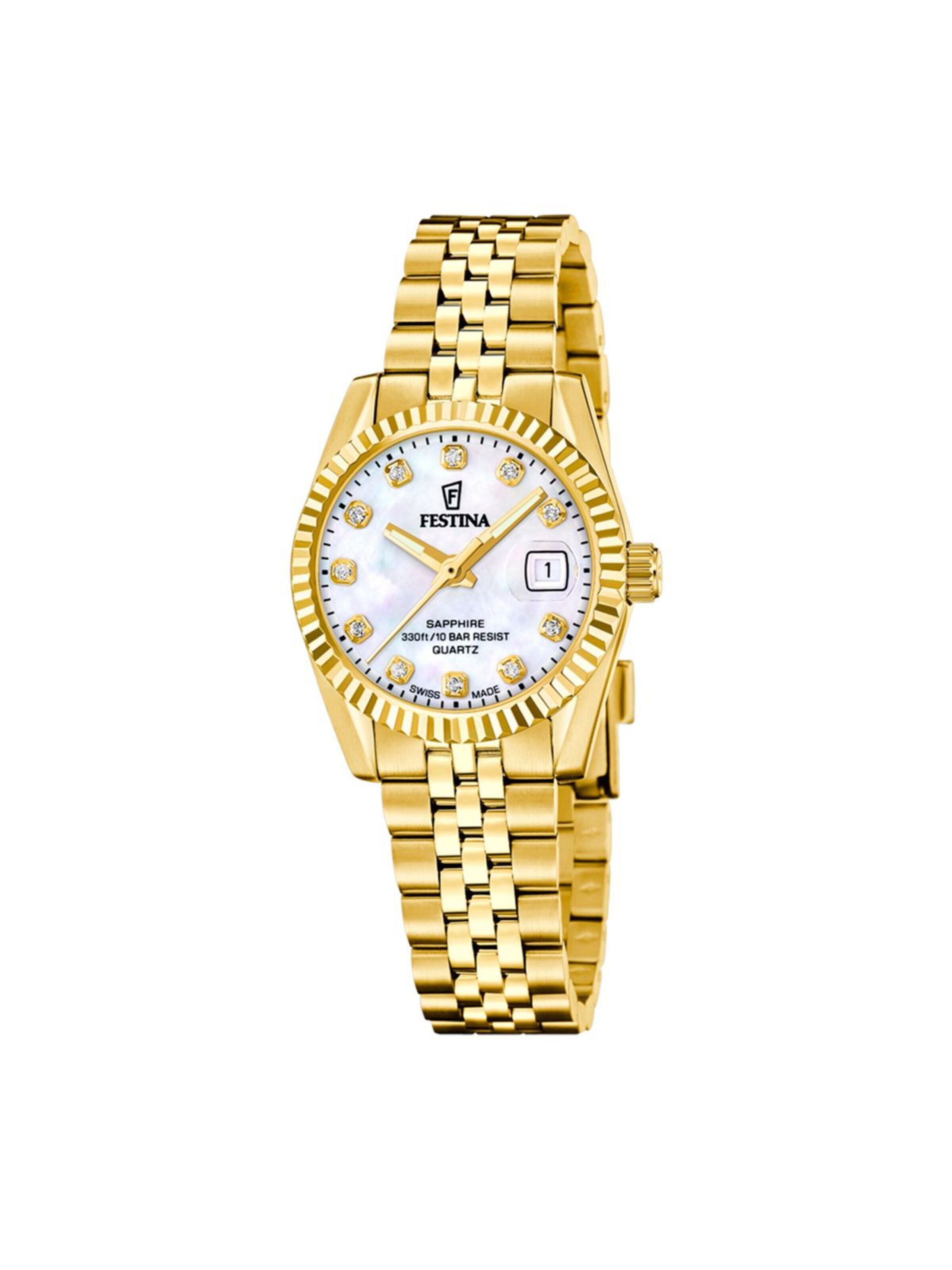 FESTINA Analogové hodinky 'Date watch Classics Swiss Made' – zlatá: přední strana