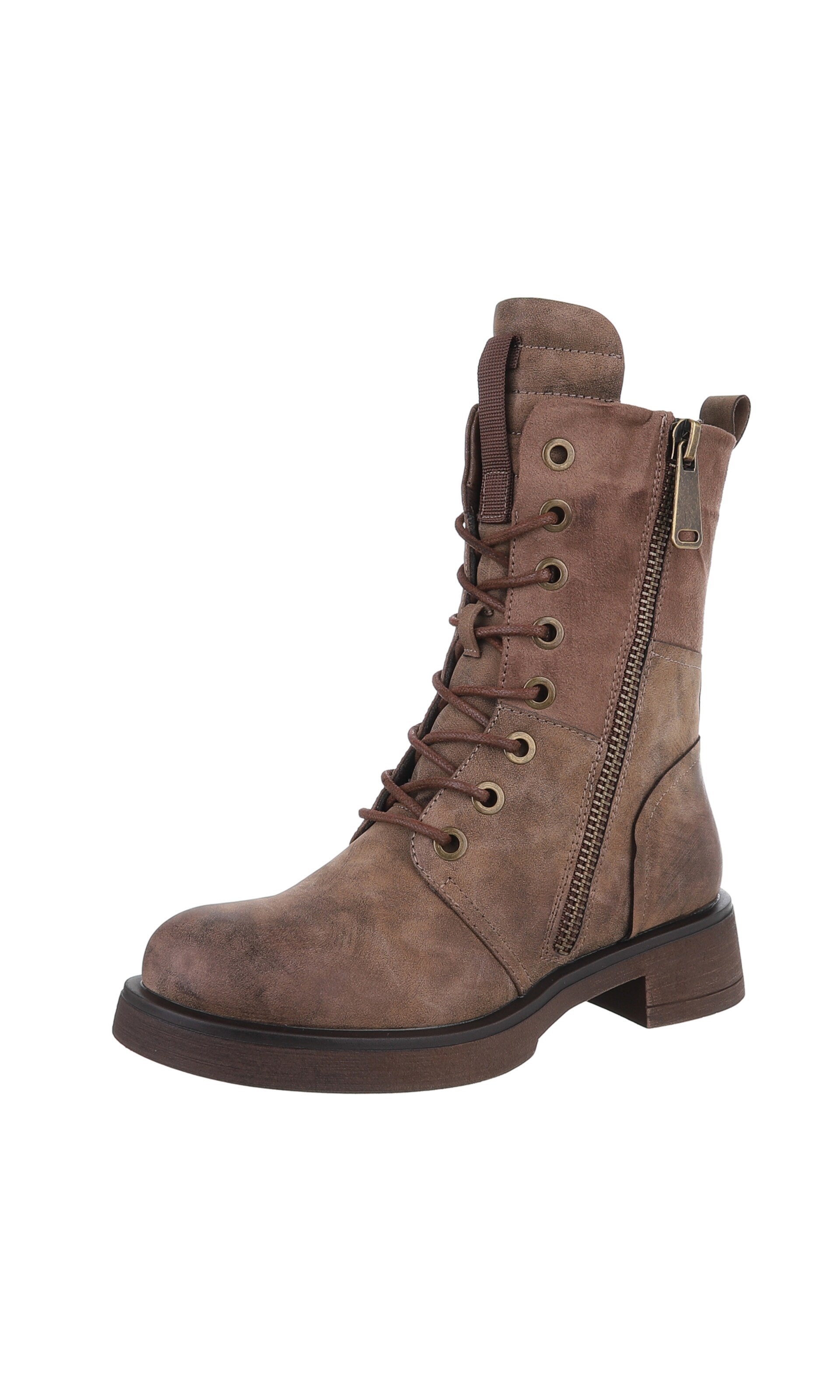 Ital-Design Schnürstiefelette in Braun: Vorderseite