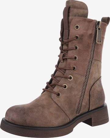 Ital-Design Schnürstiefelette in Braun: Vorderseite