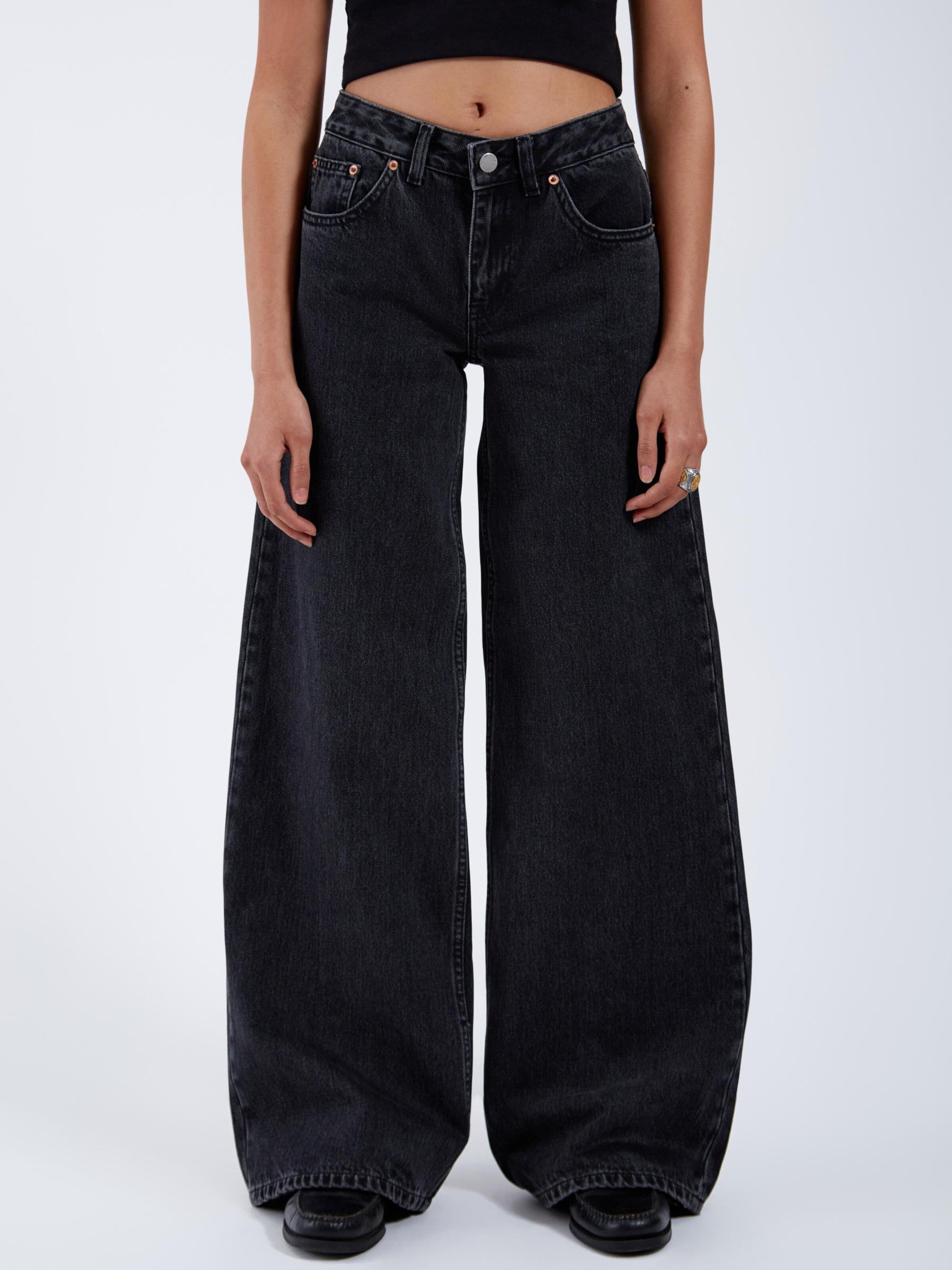Dr. Denim Regular Jeans 'Rhue Low Wide Jeans'‌‌‌‌‌‌‌‌ in Schwarz: Vorderseite
