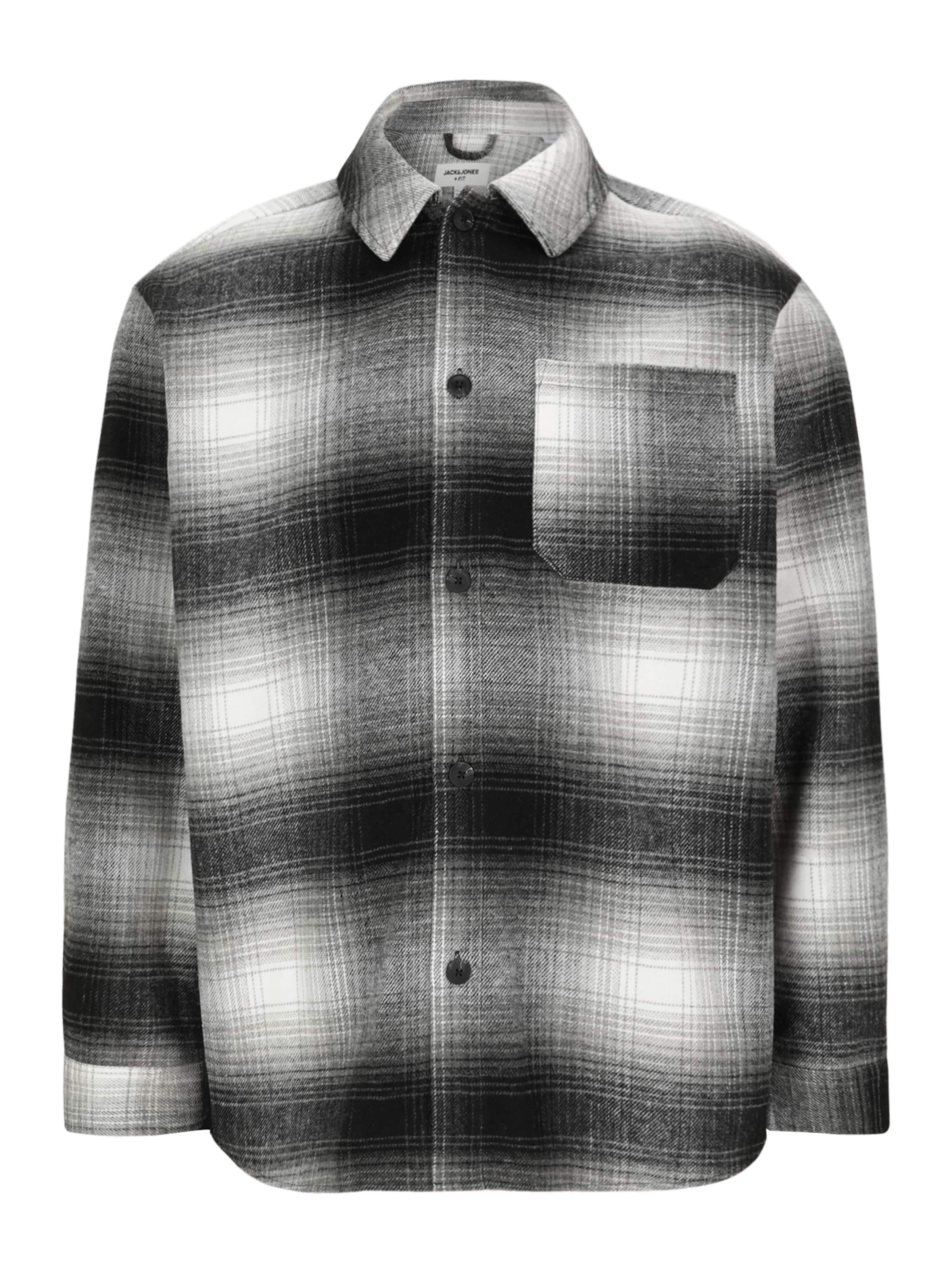 Jack & Jones Plus Comfort Fit Πουκάμισο 'JJZAC' σε μαύρο: μπροστά