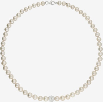 FIRETTI Halsschmuck: Collier mit Perlen und funkelnden Zirkonia in Silber: Vorderseite