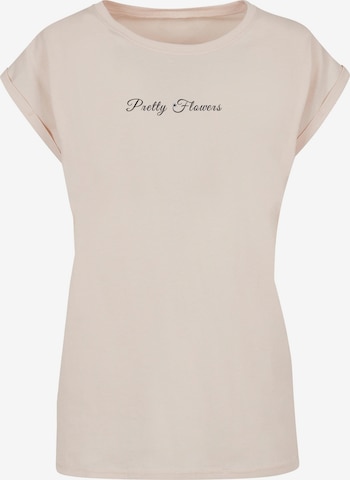 Merchcode T-Shirt 'Pretty Flowers' in Beige: predná strana