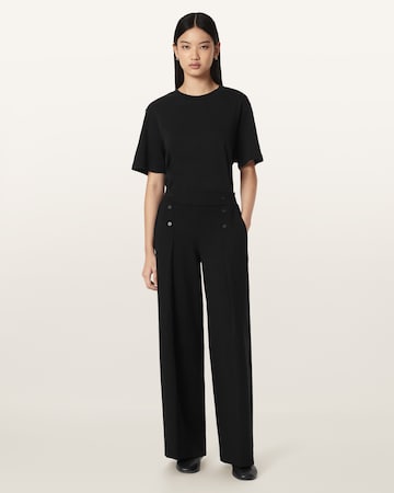 AllSaints Loosefit Kalhoty se sklady v pase – černá