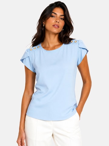 REGINA FASHION Blúzka 'Short Sleeve Blouse with Decorative Shoulder Buttons' - Modrá