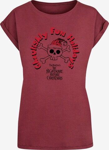 ABSOLUTE CULT Shirt 'The Nightmare Before Christmas - Ghoulishly Fun Holidays' in Red: front