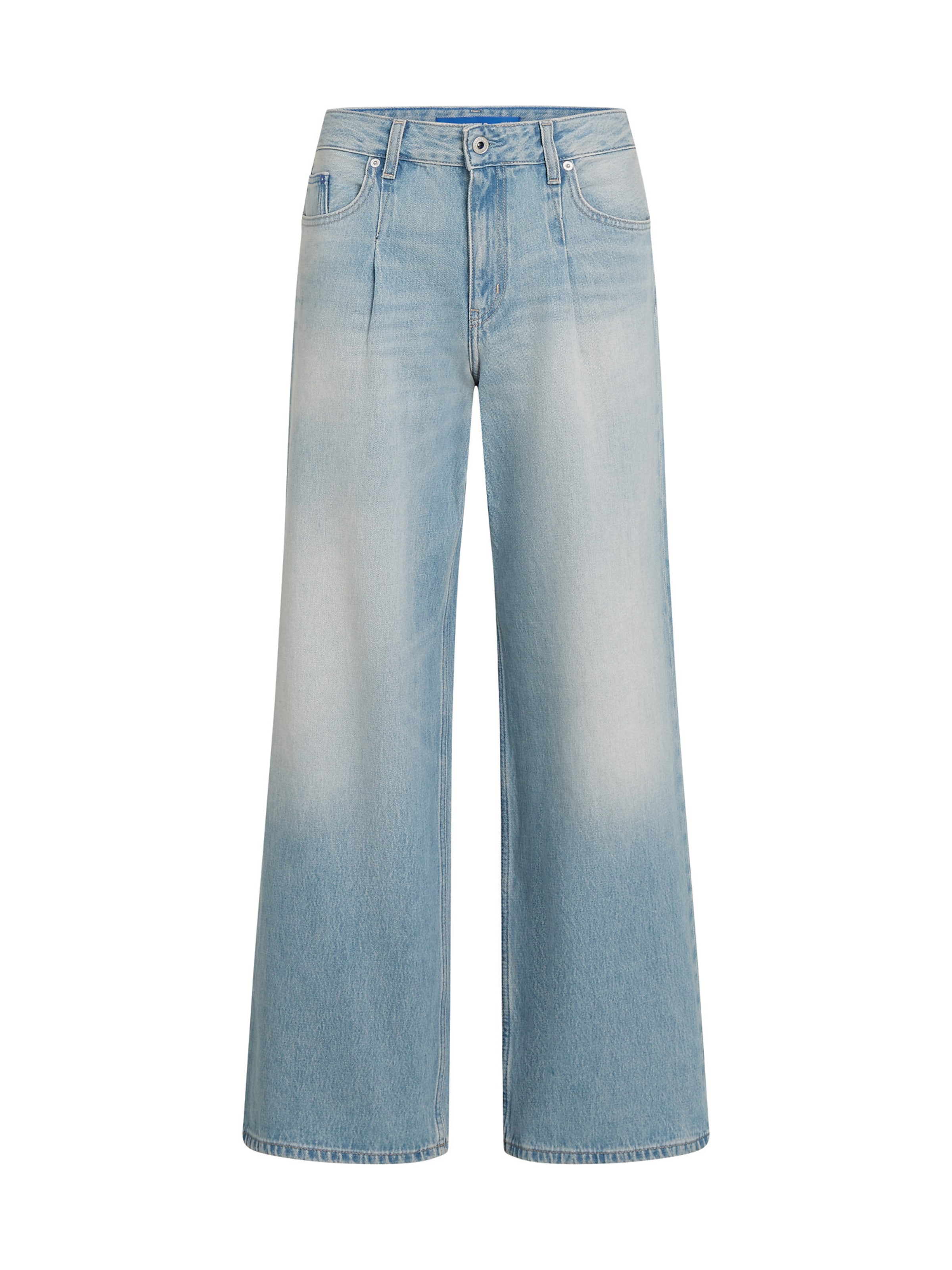 Pantaloni cu cute KARL LAGERFELD JEANS pe albastru denim, Vizualizare produs