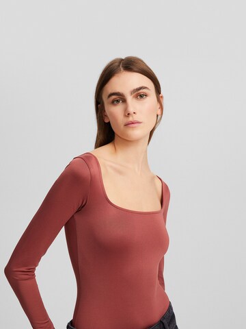 Bershka Tričkové body – hnědá