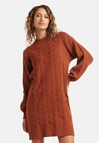 Smashed Lemon Gebreide jurk in Bruin