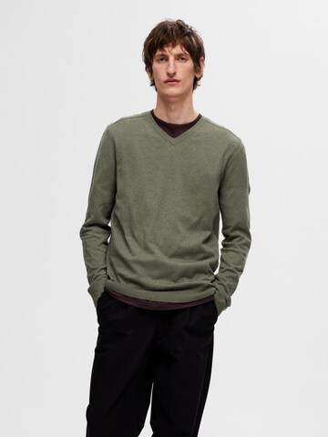 SELECTED HOMME Pulóver 'SLHBerg' - zöld: elől
