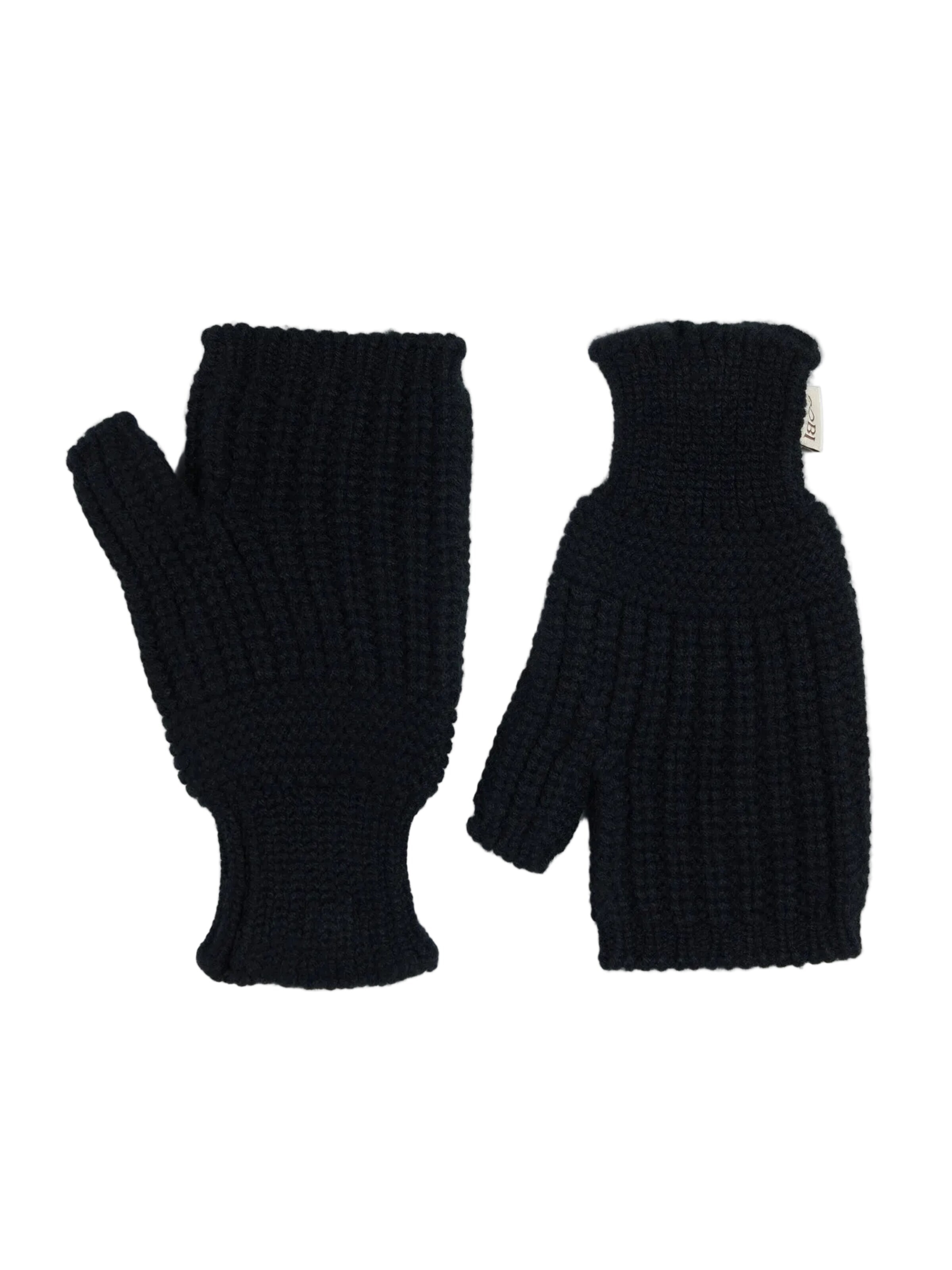 GOBI Cashmere Korte fingerhandsker 'Rib-Knit Cashmere Gloves' i sort: forside